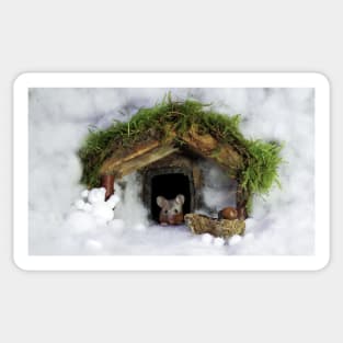 Christmouse  christmas mouse in a  snow house Sticker